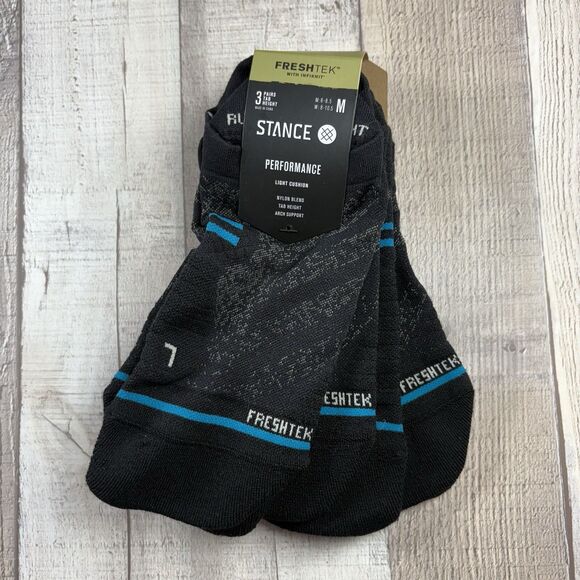 Stance Performance 3 Pack Men's Medium Tab Height Freshtek Athletic Socks Black - Picture 3 of 6
